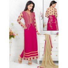 Pink HEENA KHAN GEORGETTE LONG LENGTH PARTY WEAR DESIGNER SUIT 41004 